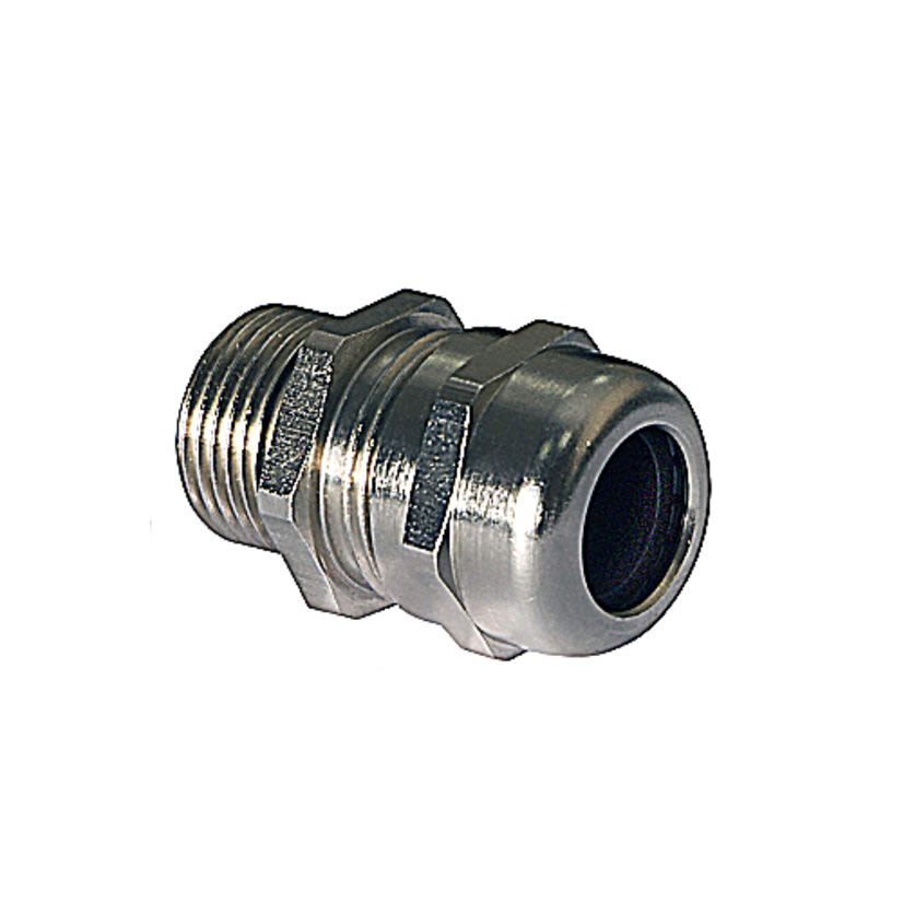 ABB BCG-M324 Straight Cable Gland, M32 Trade, 15 to 21 mm Cable Openings, Brass, Nickel Plated